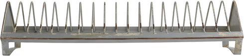 Creative Co-Op Rustic Farmhouse Metal Dish Rack, Zinc Finish with 18 Slots
