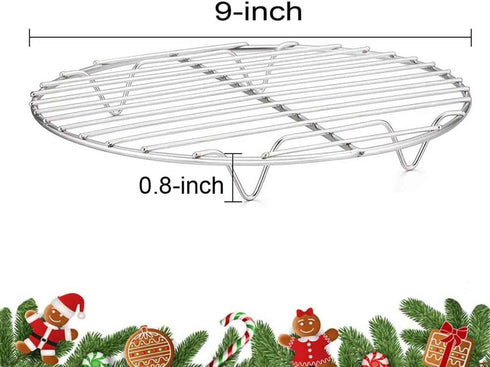TeamFar Round Cooling Rack Set of 2, 9 Inch Round Baking & Steaming Rack Set, Stainless Steel, Dishwasher Safe