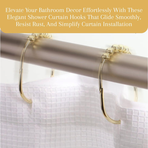 2 Lb. Depot Wide Shower Curtain Rings - Set of 12 Easy Glide Rollers with Decorative Gold Finish