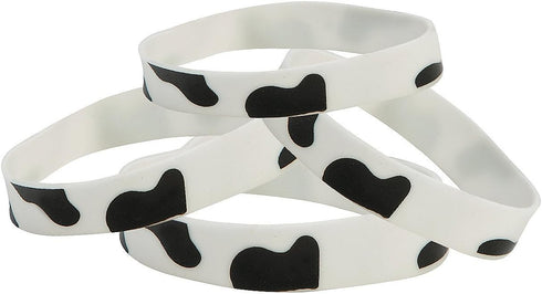 Rubber Cow Print Bracelets, Set of 12, Party Favors and Giveaways