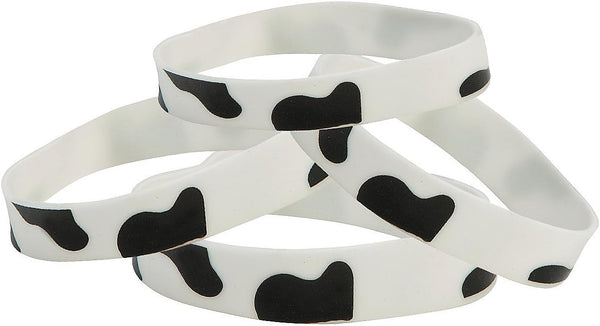 Rubber Cow Print Bracelets, Set of 12, Party Favors and Giveaways