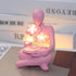 Sewinde Bookshelf Decor Thinker Statue, Battery Powered Night Light, Modern Abstract Reading Figurines