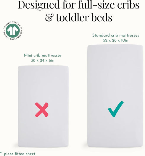 1 Evolur Piece Rock Grey Full Crib Solid Fitted Sheet, Fitted Crib Sheet for Standard Crib and Toddler Mattress, Soft