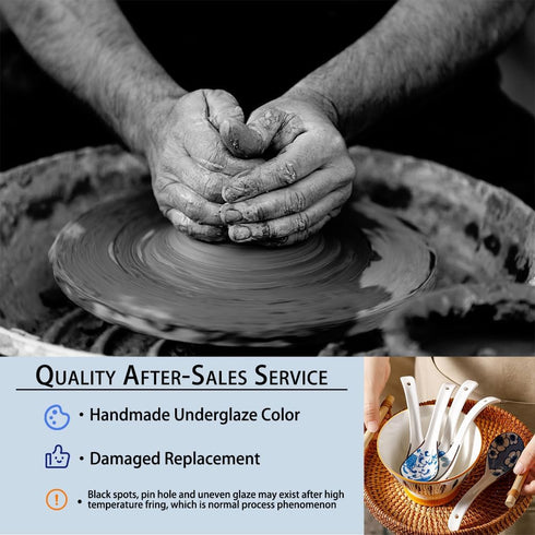 5pcs Ceramic Asian Soup Spoons, Deep Oval Hook Non-slip Japanese Spoons for Rice, Ramen, Pho, and Miso Soup
