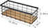 TIEYIPIN Farmhouse Small Metal Wire Storage Basket Bin, Rustic Organizer with Wooden Bottom, Black (2 Pack)