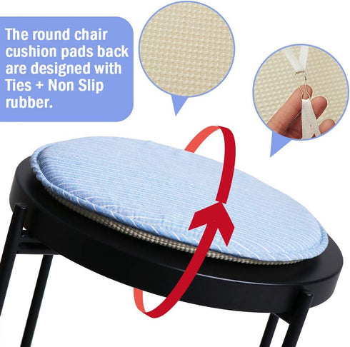 4 Pack 13 Inch, Round Bar Stool Cushions for Kitchen Dining Seat Pads with Ties Non Slip Cushions Pad for High Stool