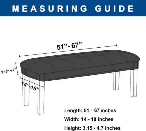 WOMACO Stretch Spandex Dining Room Bench Cover, Upholstered Seat Cushion Slipcover for Kitchen - Seat Protector