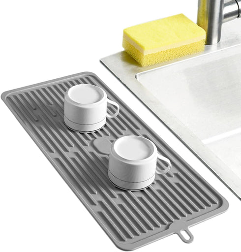 Dish Mat Silicone Dish Drying Mats for Drying Stemware, Silverware, Pots, Pans, Easy to Clean (Gray)