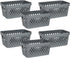 Glad Plastic Baskets for Organizing, Set of 6 Nesting Shelf Bins with Handles, 1 Gallon, Grey
