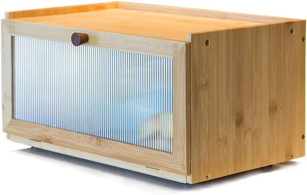 ETMI Bamboo Bread Box for Kitchen Counter-Large Capacity Bread Storage Container Farmhouse