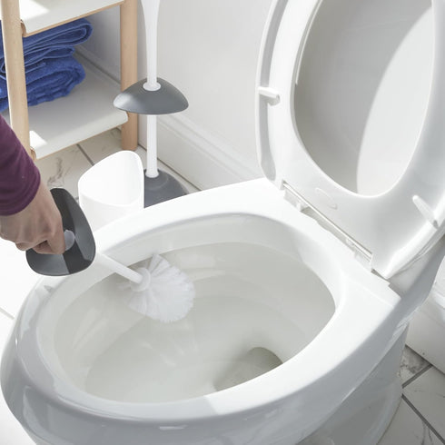 2-Piece, Clorox Covered Toilet Brush and Caddy with Splash Guard & Non-Skid Base, White