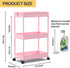 SPACEKEEPER Rolling Storage Cart, 3 Tier Bathroom Organizer, Mobile Shelving Unit for Office, Kitchen, Bathroom, Pink