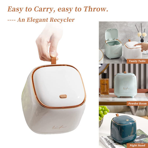Mini Countertop Trash Can with 5 Rolls of Trash Bags, 0.5 Gallon Wastebasket with Press Type Lid for Bathroom, Coffee