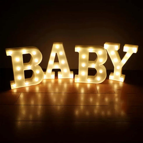 GPUSFAK BABY Marquee Light Up Letters - LED Letter Number Light Sign Decoration for Birthday Home Table Decor White