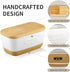 Countertop, HVH Ceramic Butter Dish with Lid for Airtight Butter Keeper with Wooden Lid, Butter Dishes with Covers