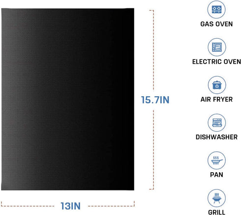 Heavy Duty Oven Liner, Teflon Liner BBQ Grill Mats for Toaster Ovens, Dishwasher Safe, Best Oven Mat for Bottom of Oven(2 Pack,40 * 33cm)