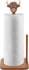 Leinuosen Brown Paper Towel Holder Cute Highland Cow Wooden Paper Towel Holder Brown