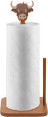Leinuosen Brown Paper Towel Holder Cute Highland Cow Wooden Paper Towel Holder Brown