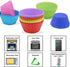 24 Pack Silicone Baking Cups - Reusable Muffin Liners, Non-Stick Cup Cake Molds Set in Standard Size, 8 Rainbow Colors