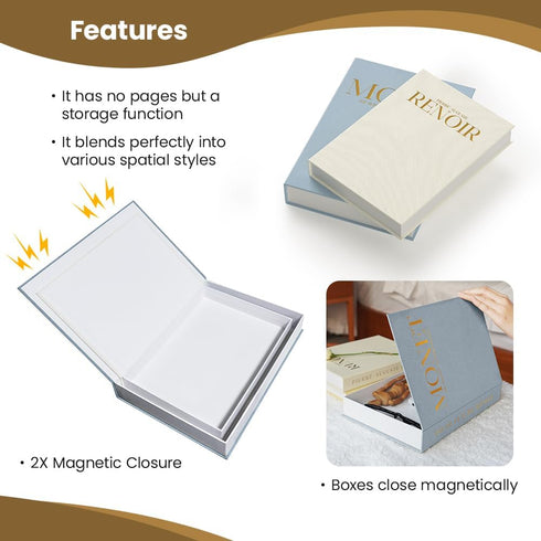 Set 2 Aesthetic Decorative Books - of Linen Fake/Faux Books Enhance Your Bookshelf, Coffee Table, Living Room, Bedside