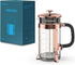 QUQIYSO French Press Coffee Maker, 34oz 304 Stainless Steel with 4 Filter, Borosilicate Glass, Easy to Clean, Copper