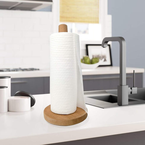Wood Paper Towel Holder, Wooden Paper Towel Holder Countertop Standing Paper Towel Organizer Roll Dispenser for Kitchen Countertop & Dining Table