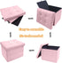 17 inches Storage Ottoman Foot Stool, Folding Ottoman with Storages, Velvet Storage Bench with Side Pocket, Foot Rest