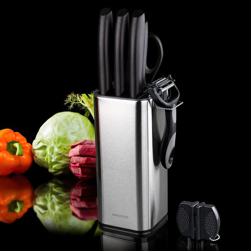 RAXCO 10-in-1 Knife Set -5 Kitchen Knifes,5 Kitchen Gadgets.Perfect for small kitchen,cuchillos para cocina(Black) by RAXCO
