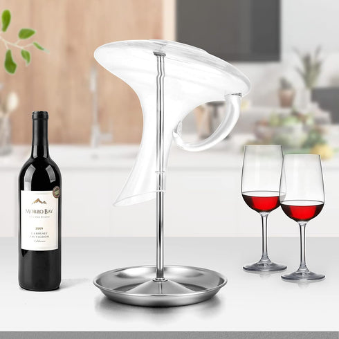 Wine Decanter Drying Stand with Silicone Head, Detachable Shelf Rack Holder with Drip Catching Base (Decanter Not