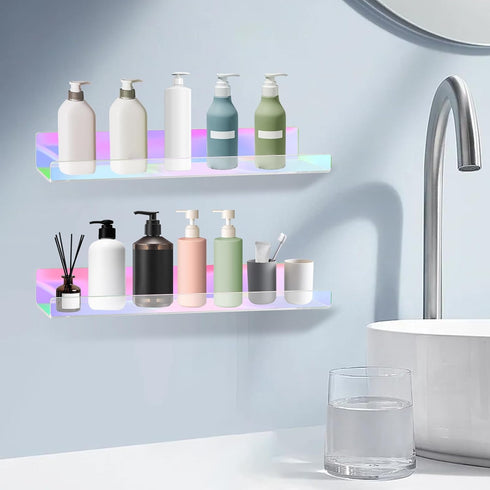 4 Pack 15" Dezzer Acrylic Shelves for Wall, Acrylic Floating Shelves for Bathroom Bedroom, Invisible Bookshelf Wall