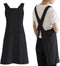 NEWGEM Japanese Linen Cross Back Kitchen Cooking Aprons for Men with Pockets, Black