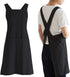 NEWGEM Japanese Linen Cross Back Kitchen Cooking Aprons for Men with Pockets, Black