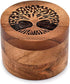 Acacia Wood Spice Cellars Box with Lid for Kitchen, Countertop, Round Storage Box for Spices (3.5" x 3.5" x 2.5") by EDHAS