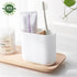 Toothbrush Holders Bamboo Electric Toothbrush Holder Bathroom Storage Organizer Countertop for Toothpaste, Floss, Razor, White by rejomiik