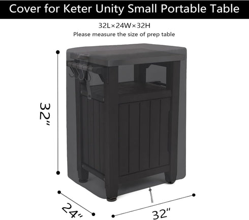32 24 32 Inch Prep Table Cover for Keter Unity Outdoor Kitchen Portable Bar Cart, Waterproof Patio BBQ Grill Cart