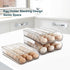 Egg Holder, Automatically Rolling Egg Storage Container for Refrigerator, Large Capacity Organizer with Lid, Clear