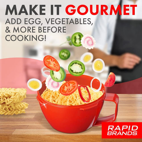 Rapid Plastic Noodle/Soup Bowl, Microwave Safe for Soup & Noodles, Perfect for Dorm, Small Kitchen, or Office