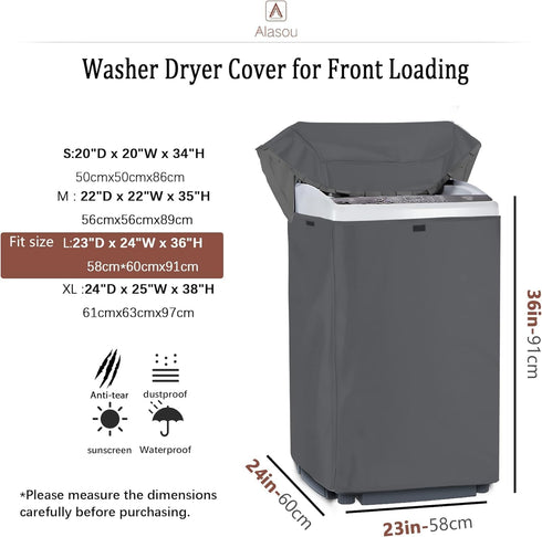 MBOOM Portable Washing Machine Cover,Top Load Washer Dryer Cover,Waterproof Full-Automatic,Wheel Washing Machine Cover (L)