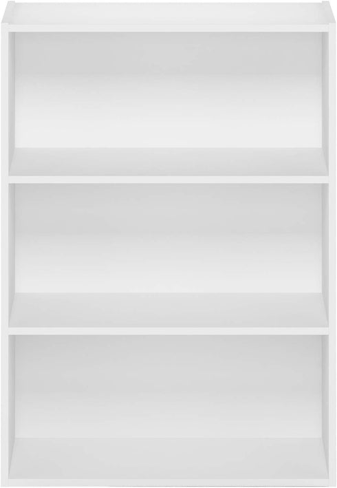 Furinno Pasir 3-Tier Open Shelf Bookcase, Plain White, Modern Storage Solution