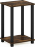1-Tier Furinno Simplistic End Side Night Stand/Bedside Table with Plastic Poles, Amber Pine/Black