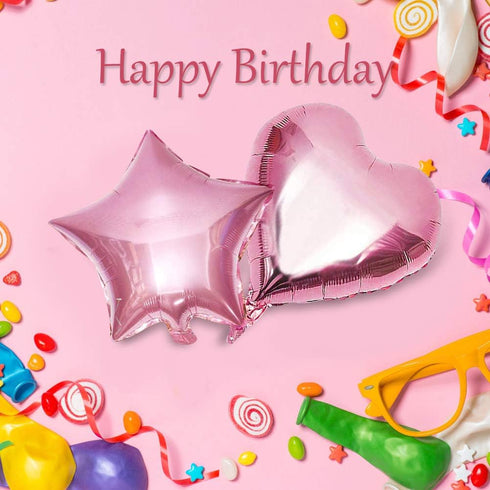 28Pcs Happy Birthday Party Decorations, Confetti Balloons 18" Star Heart Foil Balloons for Women Wedding Decor