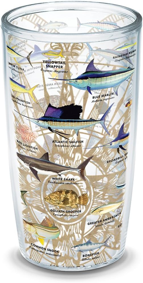 Tervis Made in USA Double Walled Insulated Tumbler Cup, 16oz, Guy Harvey, Keeps Drinks Cold & Hot, No Lid