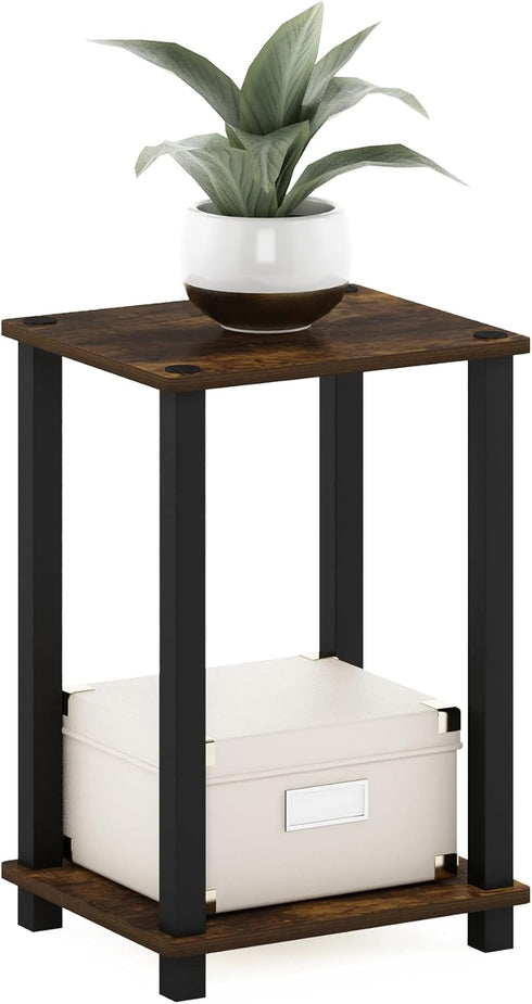 Furinno Simplistic 1-Tier End Side Night Stand/Bedside Table with Plastic Poles, Amber