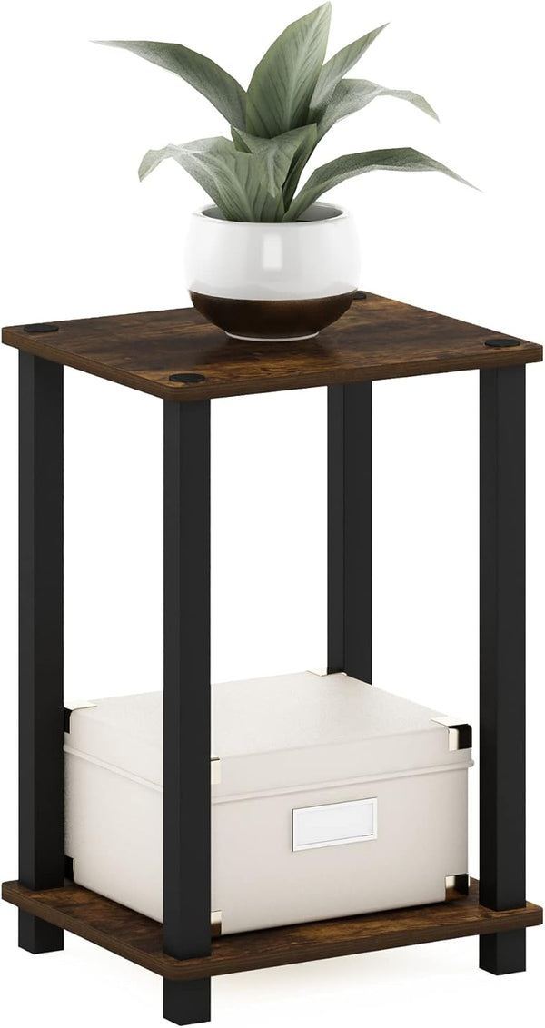 Furinno Simplistic 1-Tier End Side Night Stand/Bedside Table with Plastic Poles, Amber