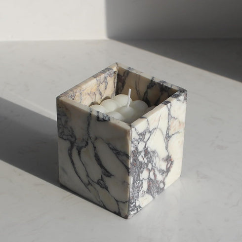 Genuine Calacatta Viola Marble Toothbrush Holders, Natural Marble Makeup Brush Holder for Bathroom Countertop Organizer