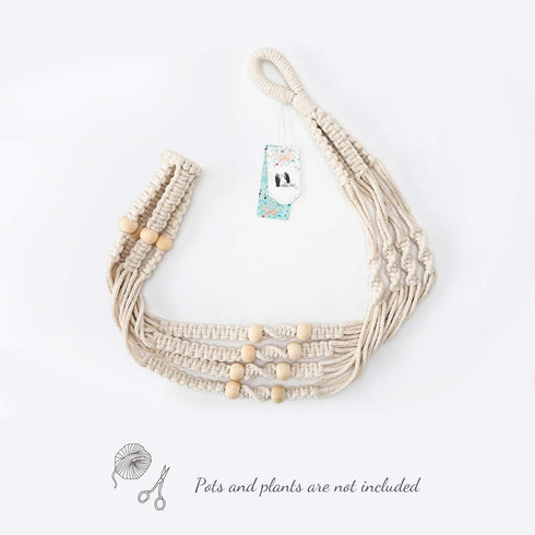 35 Inch, Set 1 Mkono Macrame Plant Hanger Indoor Hanging Planter Basket with Wood Beads Decorative Flower Pot Holder No