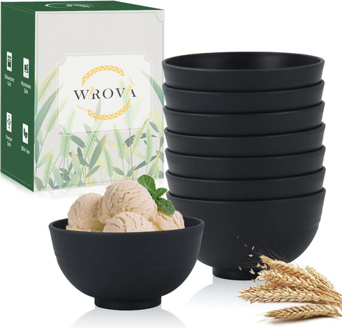 Wheat Straw Snack Bowls, 10oz Set of 8, Unbreakable Dessert Bowls for Kids, Microwave & Dishwasher Safe