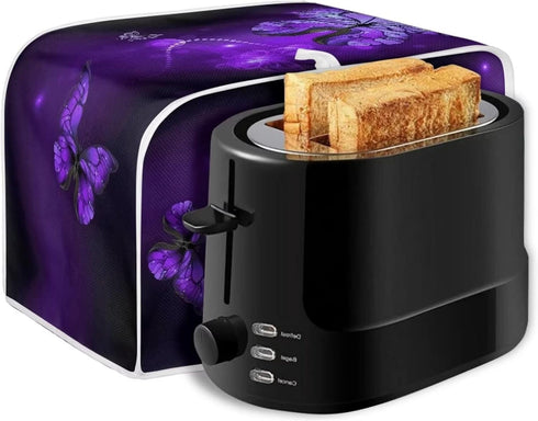 Purple Butterfly Print Toaster Cover 2 Slice Wide Slot, Lightweight Dust Protection Washable Appliance Bag
