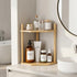 2-Tier Counter (1, 11.4" Expandable Bamboo Corner Shelf - Dish/Plate Organizer for Cabinet, Kitchen Shelf & Small