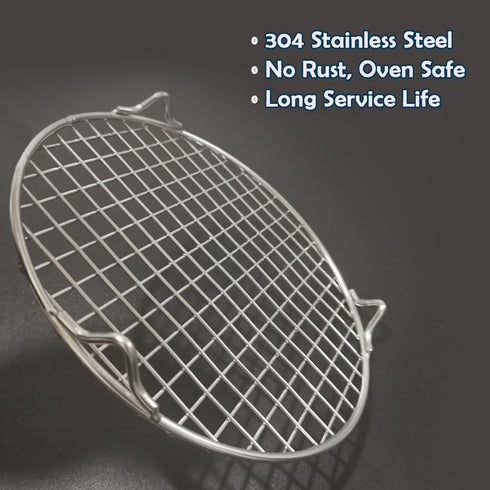 Round Steaming Rack with Legs, 8.9" 304 Stainless Steel Cooling and Baking Barbecue Rack for Air Fryer